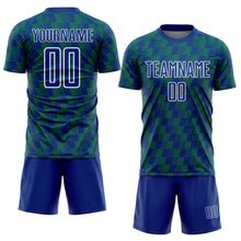 Load image into Gallery viewer, Custom Royal Kelly Green-White Line Sublimation Soccer Uniform Jersey
