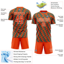 Load image into Gallery viewer, Custom Orange Teal-White Line Sublimation Soccer Uniform Jersey