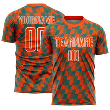 Load image into Gallery viewer, Custom Orange Teal-White Line Sublimation Soccer Uniform Jersey