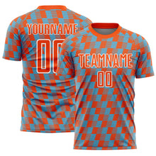 Load image into Gallery viewer, Custom Orange Sky Blue-White Line Sublimation Soccer Uniform Jersey