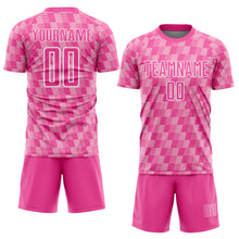 Load image into Gallery viewer, Custom Pink Light Pink-White Line Sublimation Soccer Uniform Jersey
