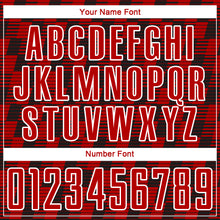 Load image into Gallery viewer, Custom Black Red-White Line Sublimation Soccer Uniform Jersey