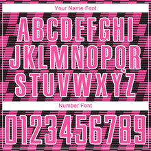 Load image into Gallery viewer, Custom Black Pink-White Line Sublimation Soccer Uniform Jersey