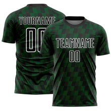 Load image into Gallery viewer, Custom Black Green-White Line Sublimation Soccer Uniform Jersey
