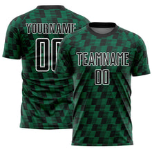 Load image into Gallery viewer, Custom Black Kelly Green-White Line Sublimation Soccer Uniform Jersey