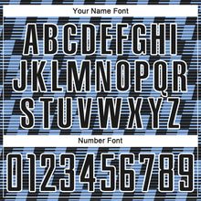 Load image into Gallery viewer, Custom Black Light Blue-White Line Sublimation Soccer Uniform Jersey