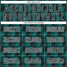 Load image into Gallery viewer, Custom Black Teal-White Line Sublimation Soccer Uniform Jersey