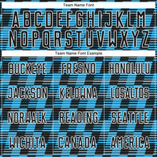 Load image into Gallery viewer, Custom Black Sky Blue-White Line Sublimation Soccer Uniform Jersey