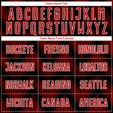 Load image into Gallery viewer, Custom Black Red-White Line Sublimation Soccer Uniform Jersey