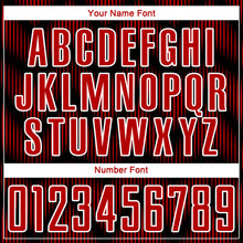 Load image into Gallery viewer, Custom Black Red-White Line Sublimation Soccer Uniform Jersey