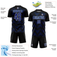 Load image into Gallery viewer, Custom Black Royal-White Line Sublimation Soccer Uniform Jersey