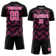 Load image into Gallery viewer, Custom Black Pink-White Line Sublimation Soccer Uniform Jersey