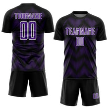 Load image into Gallery viewer, Custom Black Purple-White Line Sublimation Soccer Uniform Jersey