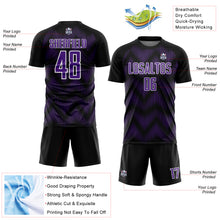 Load image into Gallery viewer, Custom Black Purple-White Line Sublimation Soccer Uniform Jersey