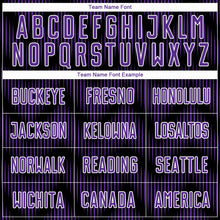 Load image into Gallery viewer, Custom Black Purple-White Line Sublimation Soccer Uniform Jersey