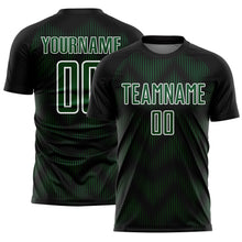 Load image into Gallery viewer, Custom Black Green-White Line Sublimation Soccer Uniform Jersey