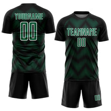 Load image into Gallery viewer, Custom Black Kelly Green-White Line Sublimation Soccer Uniform Jersey