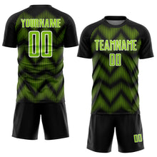 Load image into Gallery viewer, Custom Black Neon Green-White Line Sublimation Soccer Uniform Jersey