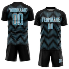 Load image into Gallery viewer, Custom Black Shadow Blue-White Line Sublimation Soccer Uniform Jersey