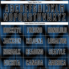 Load image into Gallery viewer, Custom Black Powder Blue-White Line Sublimation Soccer Uniform Jersey