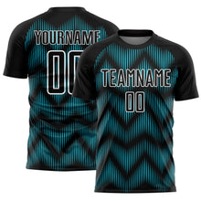 Load image into Gallery viewer, Custom Black Lakes Blue-White Line Sublimation Soccer Uniform Jersey