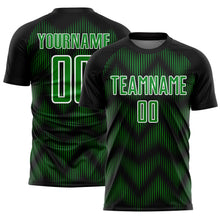 Load image into Gallery viewer, Custom Black Grass Green-White Line Sublimation Soccer Uniform Jersey