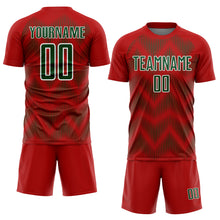 Load image into Gallery viewer, Custom Red Green-White Line Sublimation Soccer Uniform Jersey