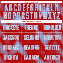 Load image into Gallery viewer, Custom Red Light Blue-White Line Sublimation Soccer Uniform Jersey