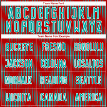 Load image into Gallery viewer, Custom Red Aqua-White Line Sublimation Soccer Uniform Jersey