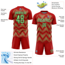 Load image into Gallery viewer, Custom Red Pea Green-Black Line Sublimation Soccer Uniform Jersey
