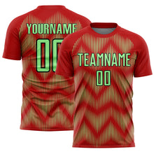 Load image into Gallery viewer, Custom Red Pea Green-Black Line Sublimation Soccer Uniform Jersey