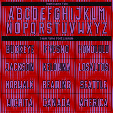 Load image into Gallery viewer, Custom Red Medium Purple-Black Line Sublimation Soccer Uniform Jersey