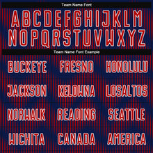 Load image into Gallery viewer, Custom Navy Red-White Line Sublimation Soccer Uniform Jersey