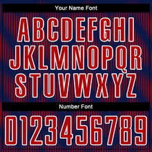 Load image into Gallery viewer, Custom Navy Red-White Line Sublimation Soccer Uniform Jersey