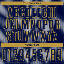 Load image into Gallery viewer, Custom Navy Gray-Old Gold Line Sublimation Soccer Uniform Jersey