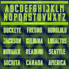 Load image into Gallery viewer, Custom Navy Neon Green-White Line Sublimation Soccer Uniform Jersey