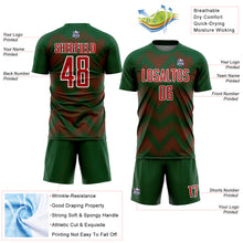 Load image into Gallery viewer, Custom Green Red-White Line Sublimation Soccer Uniform Jersey