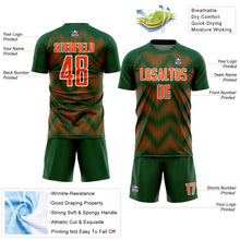 Load image into Gallery viewer, Custom Green Orange-White Line Sublimation Soccer Uniform Jersey