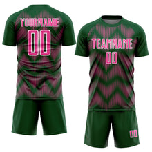 Load image into Gallery viewer, Custom Green Pink-White Line Sublimation Soccer Uniform Jersey