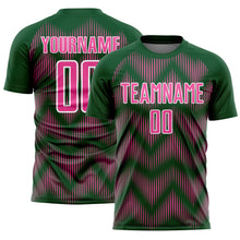 Load image into Gallery viewer, Custom Green Pink-White Line Sublimation Soccer Uniform Jersey