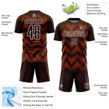 Load image into Gallery viewer, Custom Brown Orange-White Line Sublimation Soccer Uniform Jersey