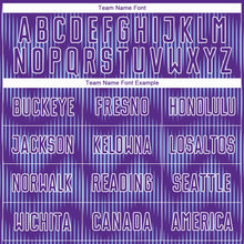 Load image into Gallery viewer, Custom Purple Light Blue-White Line Sublimation Soccer Uniform Jersey