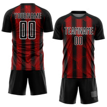 Load image into Gallery viewer, Custom Black Red-White Abstract Network Sublimation Soccer Uniform Jersey