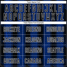 Load image into Gallery viewer, Custom Black Royal-White Abstract Network Sublimation Soccer Uniform Jersey