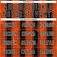 Load image into Gallery viewer, Custom Black Orange-White Abstract Network Sublimation Soccer Uniform Jersey