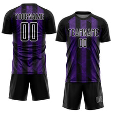 Load image into Gallery viewer, Custom Black Purple-White Abstract Network Sublimation Soccer Uniform Jersey