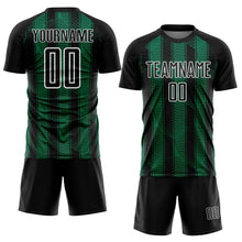 Load image into Gallery viewer, Custom Black Kelly Green-White Abstract Network Sublimation Soccer Uniform Jersey