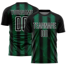 Load image into Gallery viewer, Custom Black Kelly Green-White Abstract Network Sublimation Soccer Uniform Jersey