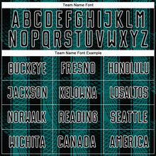 Load image into Gallery viewer, Custom Black Teal-White Abstract Network Sublimation Soccer Uniform Jersey