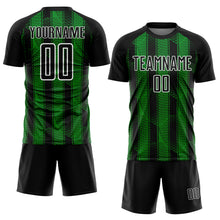 Load image into Gallery viewer, Custom Black Grass Green-White Abstract Network Sublimation Soccer Uniform Jersey